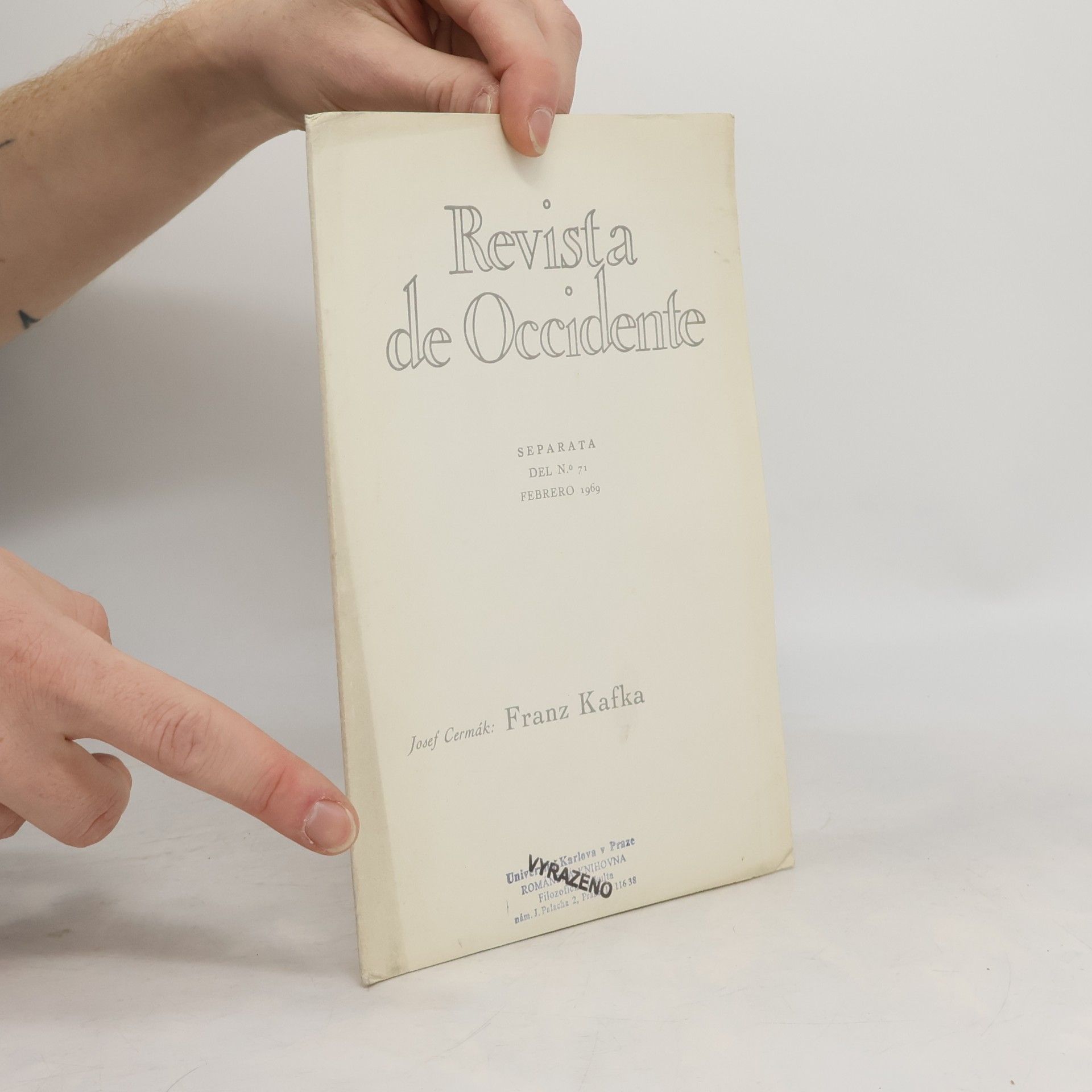 Josef Čermák Revista de Occidente 71. Franz Kafka