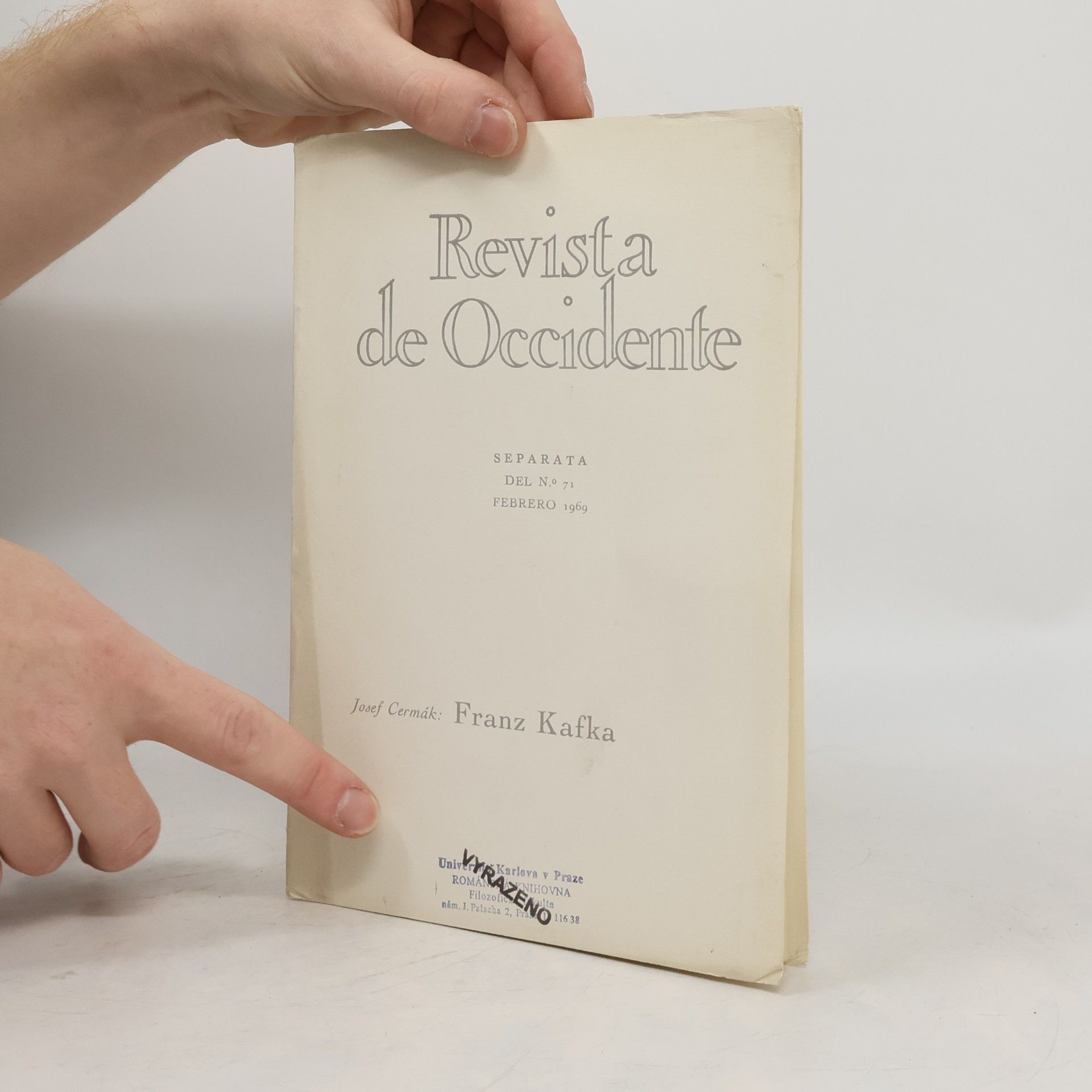 Josef Čermák Revista de Occidente 71. Franz Kafka