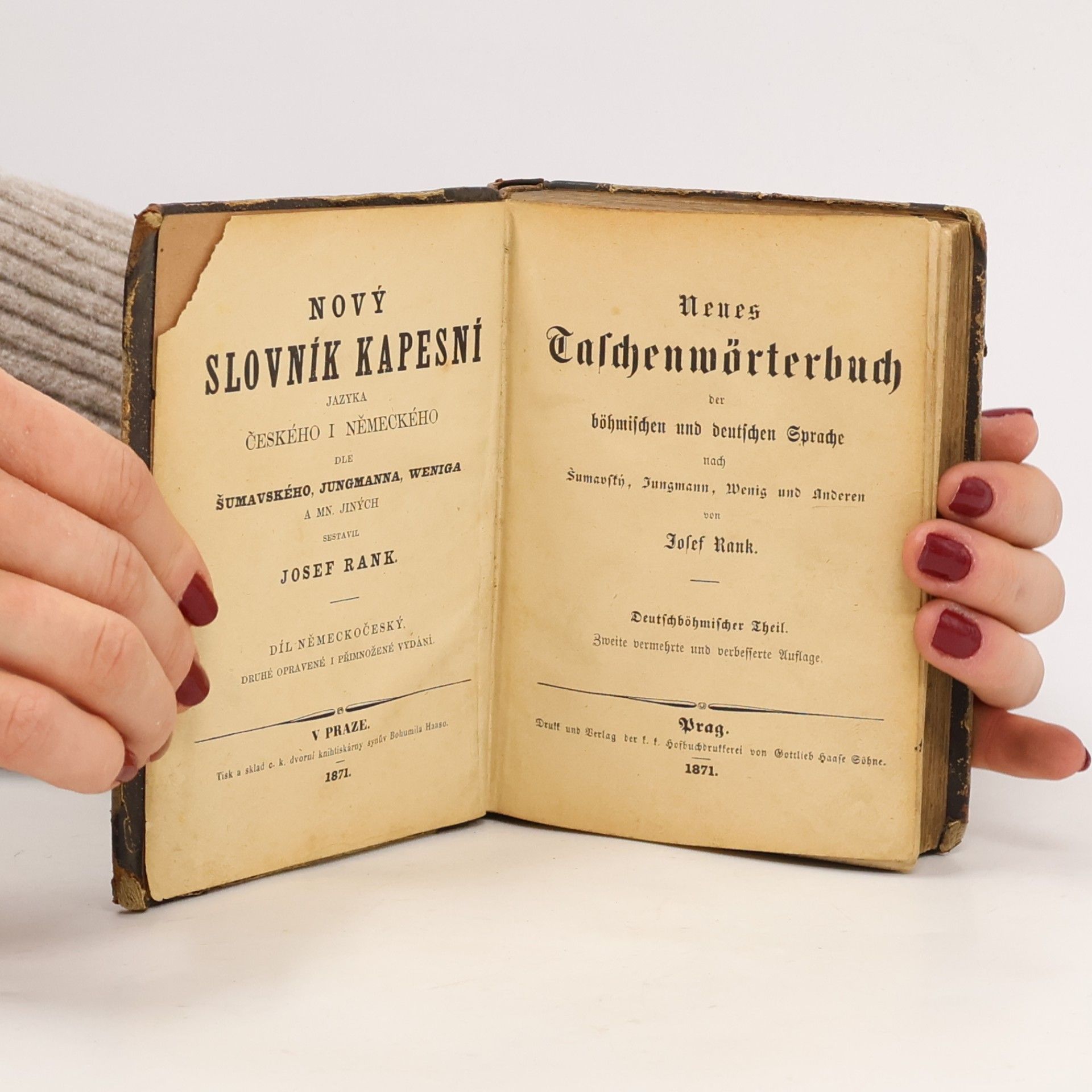 Josef Rank Neues Taschenwörterbuch der böhmischen und deutschen Sprache