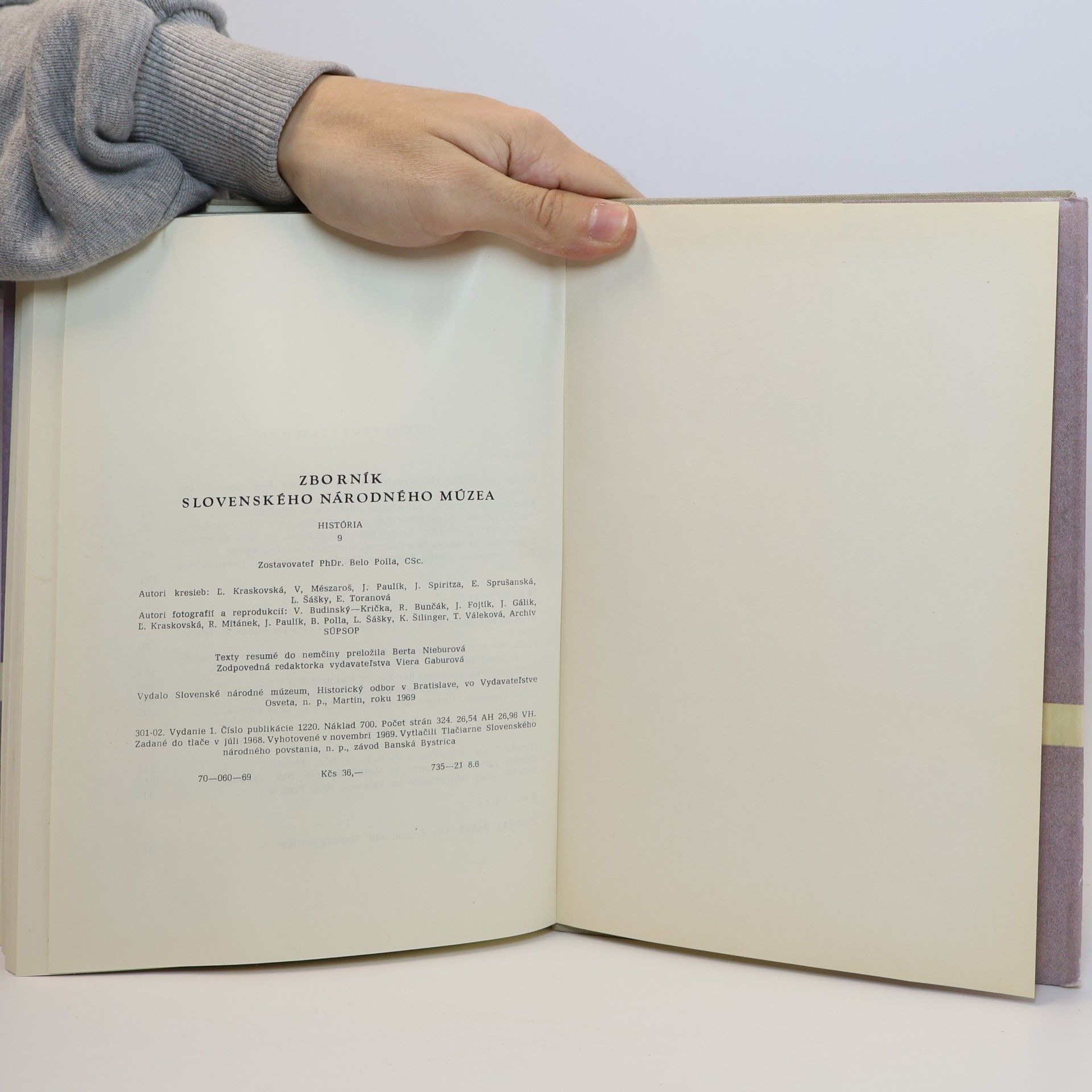 L. Kraskovská Zborník slovenského národného múzea LXIII. História 9