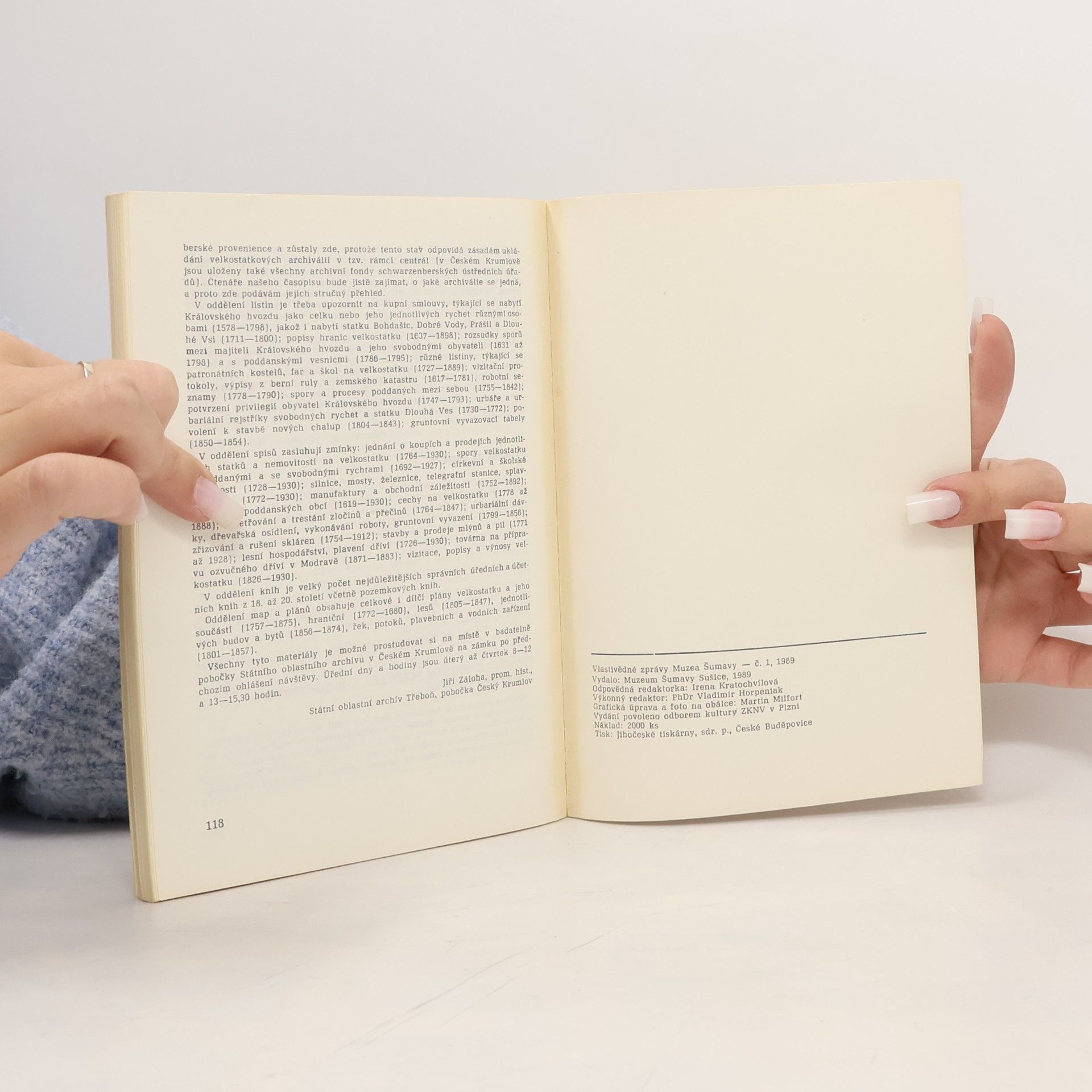 Kolektiv autorů Vlastivědné zprávy Muzea Šumavy č. 1 1989