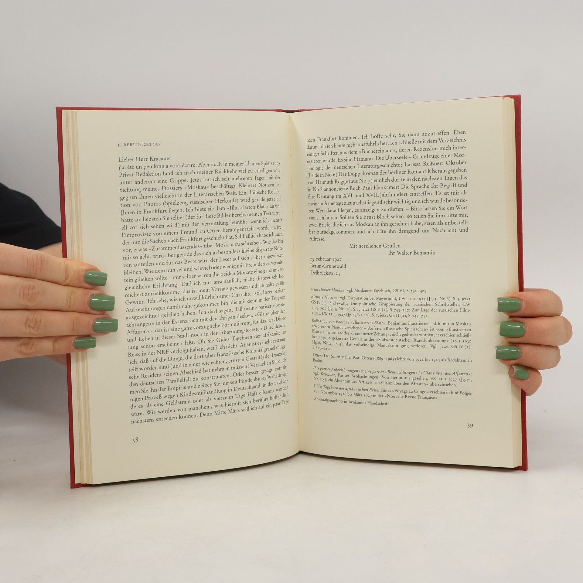 Walter Benjamin Briefe an Siegfried Kracauer