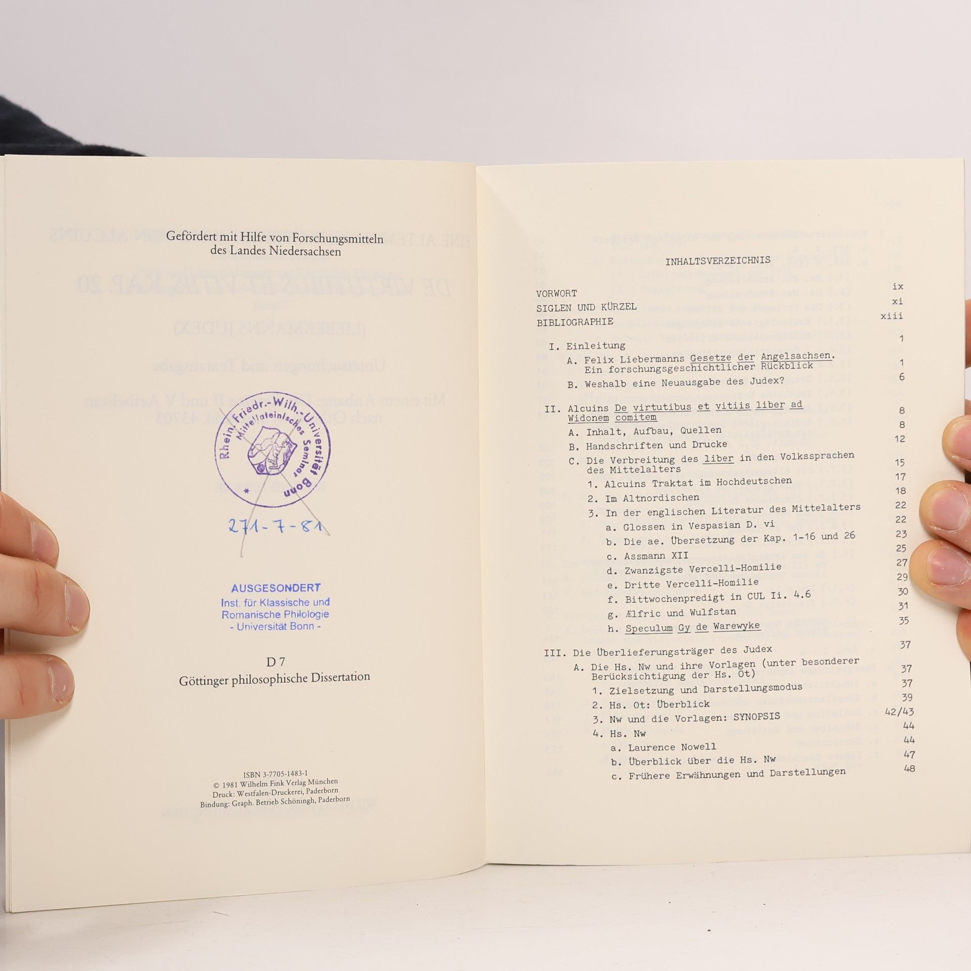 Roland Torkar Eine altenglische Übersetzung von Alcuins De virtutibus et vitiis, Kap. 20 (Liebermanns Judex)