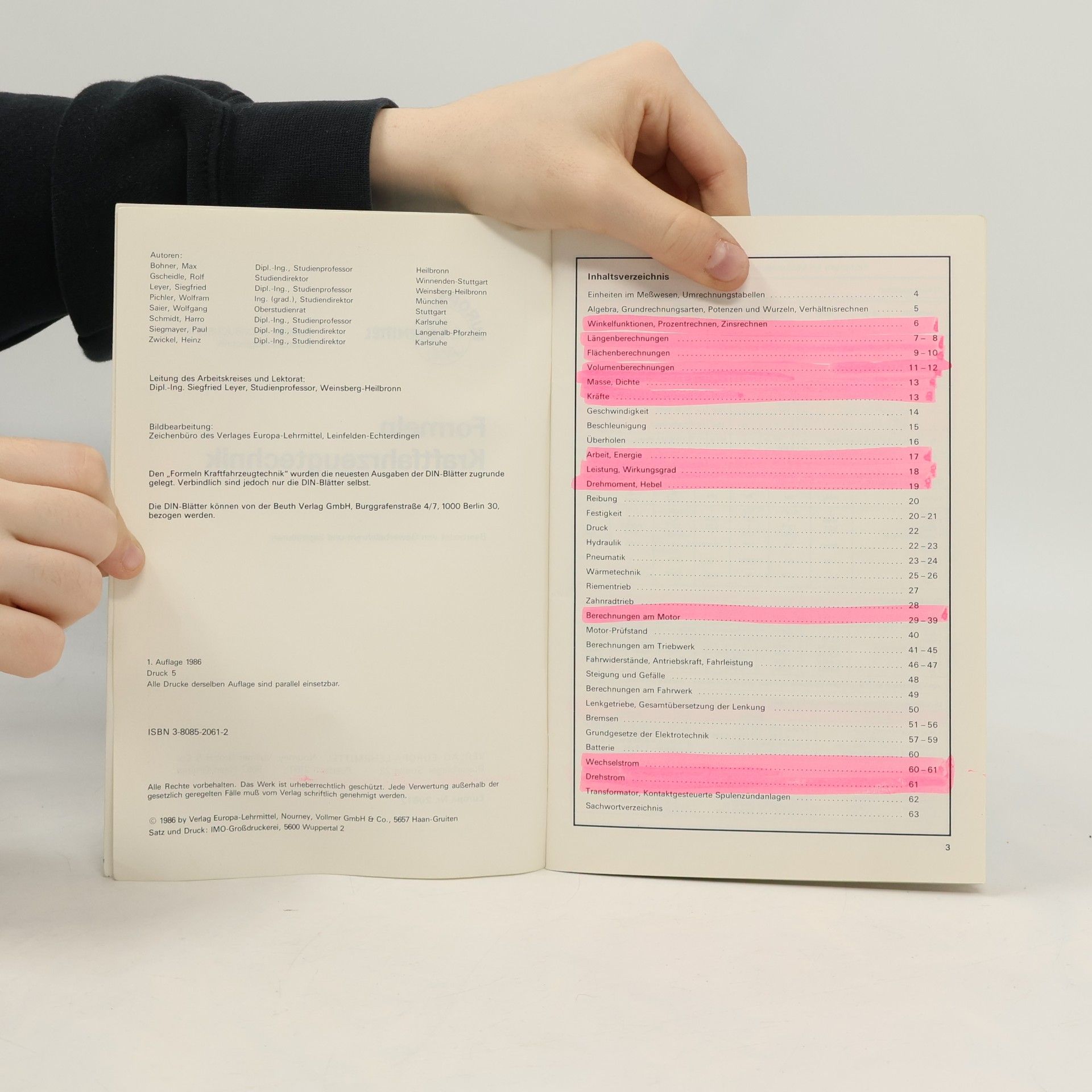 Rolf Gscheidle Europa-Fachbuchreihe Kraftfahrzeugtechnik: Formeln Kraftfahrzeugtechnik
