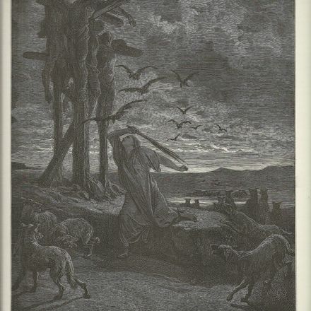 Gustav Doré Bibel - Rispa (Respha) schützt die Leichen inrer Söhne