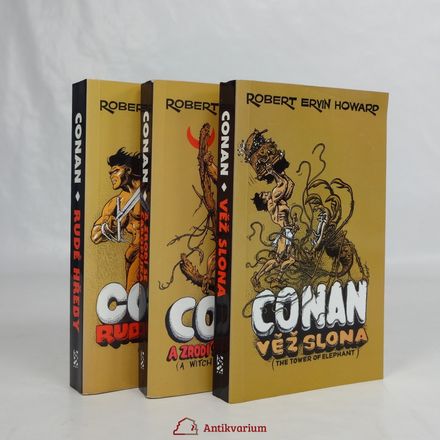 Conan: A zrodí se čarodějka, Věž slona, Rudé hřeby (3 knihy se Saudkovou obálkou)
