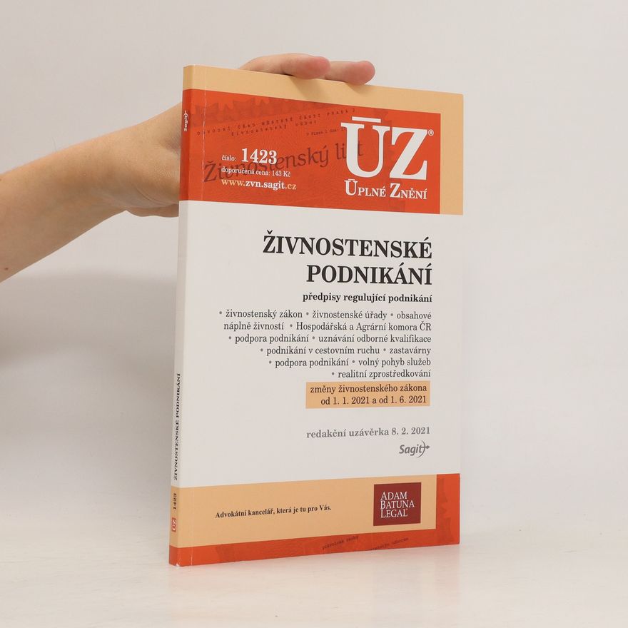Kolektiv autorů ÚZ 1423 Živnostenské podnikání, volný pohyb služeb, podpora podnikání