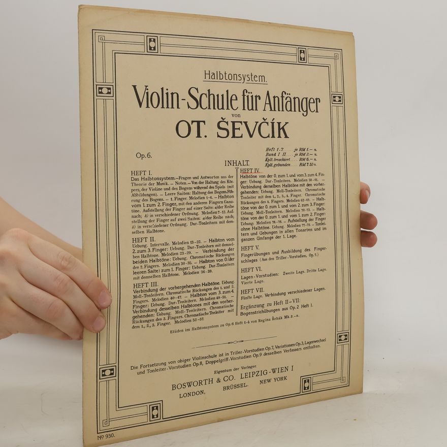 Otakar Ševčík Violin-Schule für Anfänger op.6