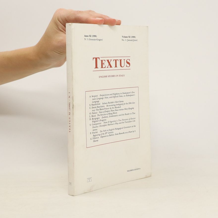 Autorenkollektiv Textus. English Studies in Italy. Volume XI. (1998) No. 1