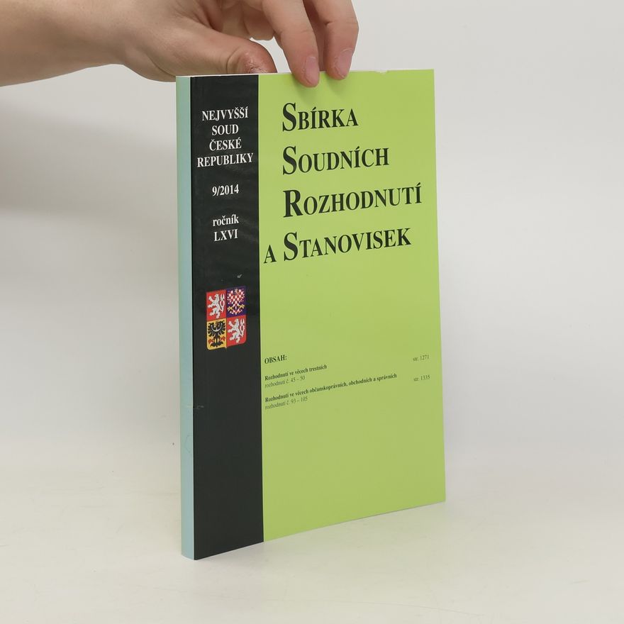 Kolektiv autorů Sbírka soudních rozhodnutí a stanovisek 9/2014