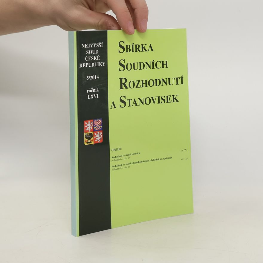 Kolektiv autorů Sbírka soudních rozhodnutí a stanovisek 5/2014