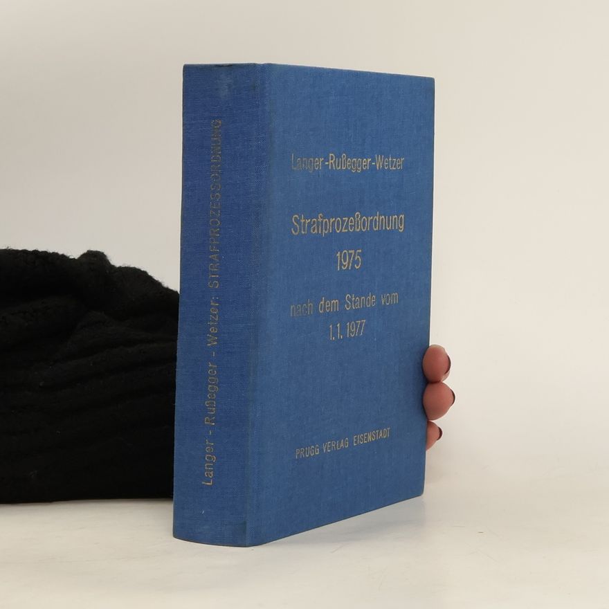 Erich Wetzer Strafprozessordnung 1975
