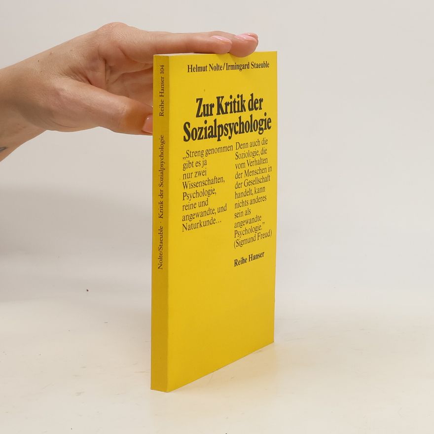 Helmut Nolte Zur Kritik der Sozialpsychologie
