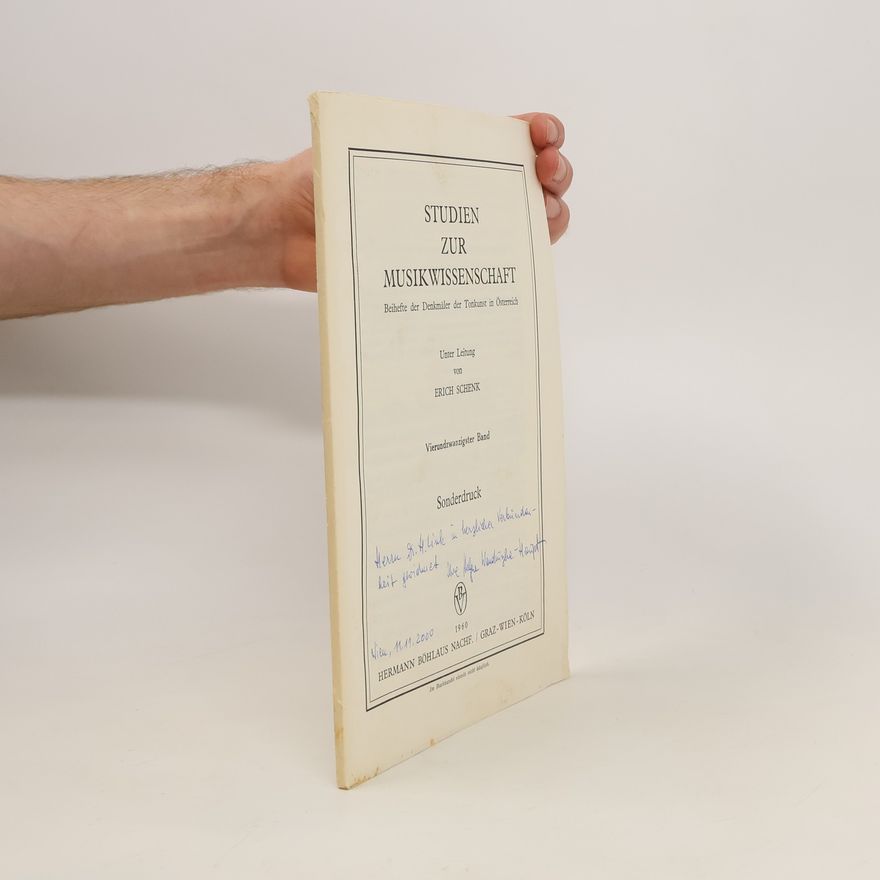 Erich Schenk Studien zur Musikwissenschaft