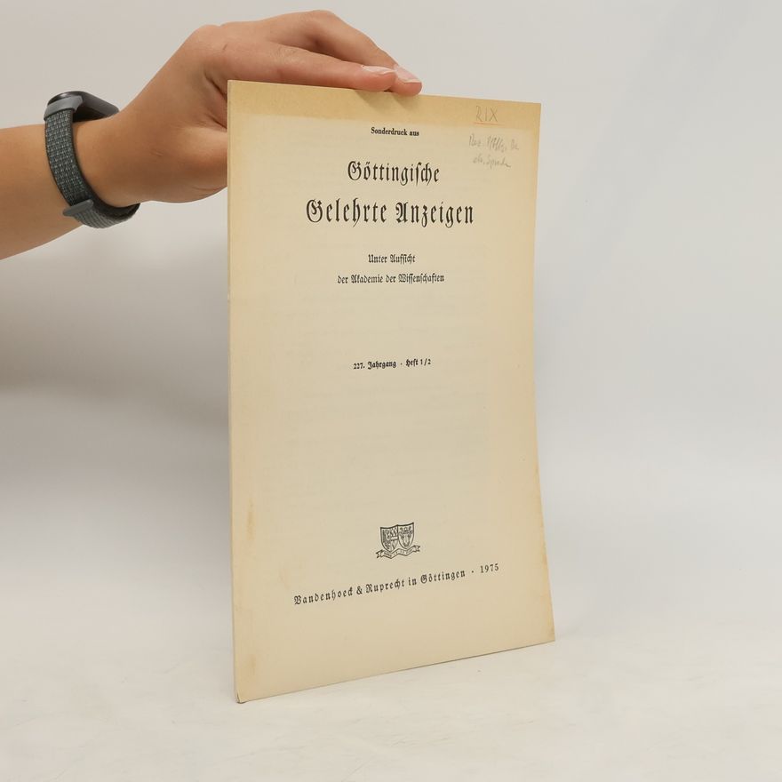 Autorenkollektiv Göttingische Gelehrte Anzeigen 1/2