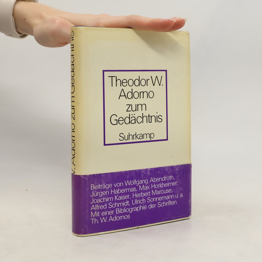 Hermann Schweppenhäuser Theodor W. Adorno zum Gedächtnis