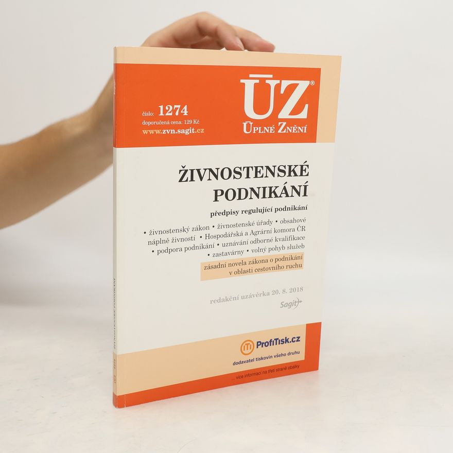 Kolektiv autorů ÚZ 1274 Živnostenské podnikání, volný pohyb služeb, podpora podnikání