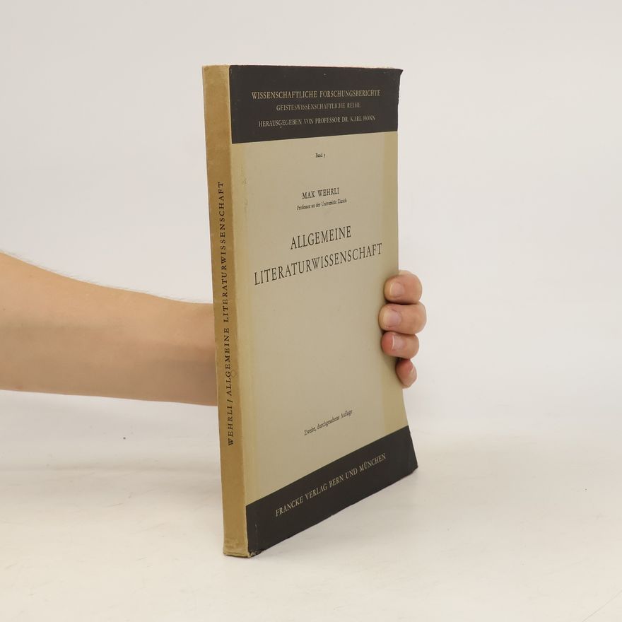 Max Wehrli Allgemeine Literaturwissenschaft