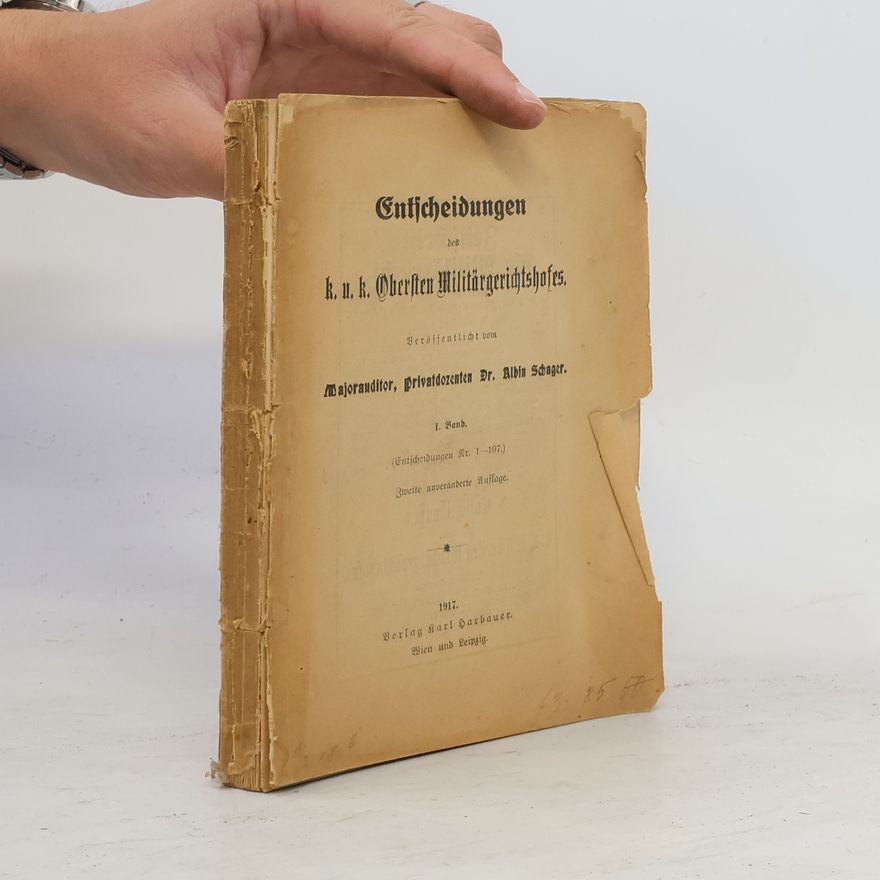 Collectif d'auteurs Entscheidungen des k. u. k. Obersten Militärgerichtshofes I.