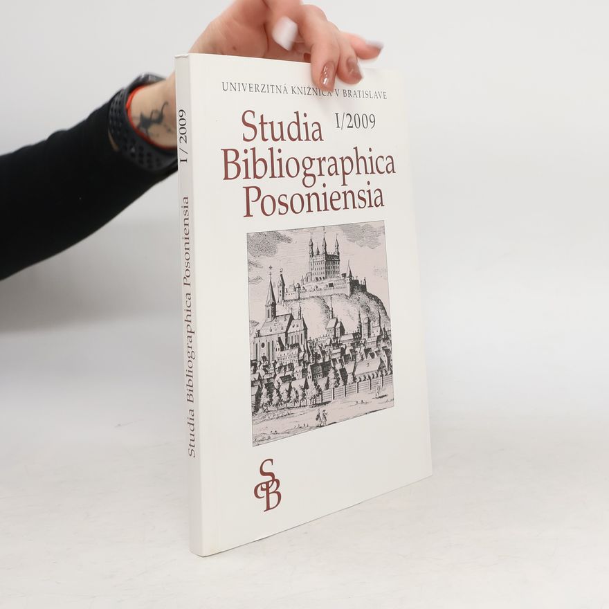 Miriam Ambrúžová Poriezová Studia Bibliographica Posoniensia