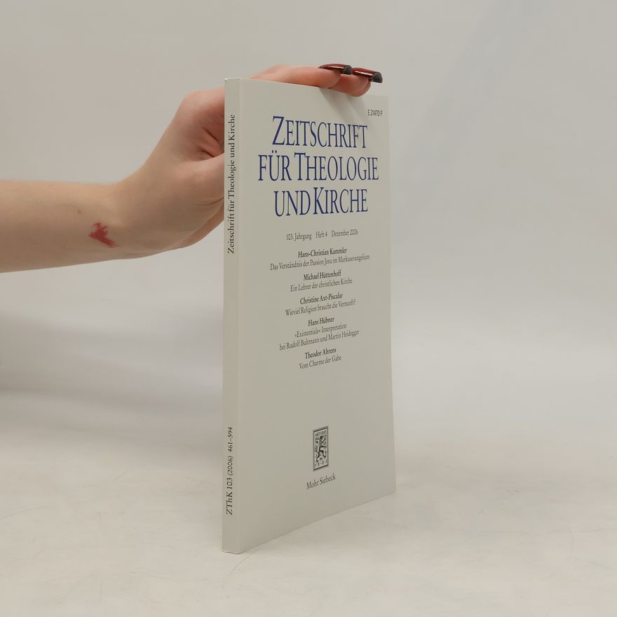 Collectif d'auteurs Zeitschrift für Theologie und Kirche 103, Heft 4