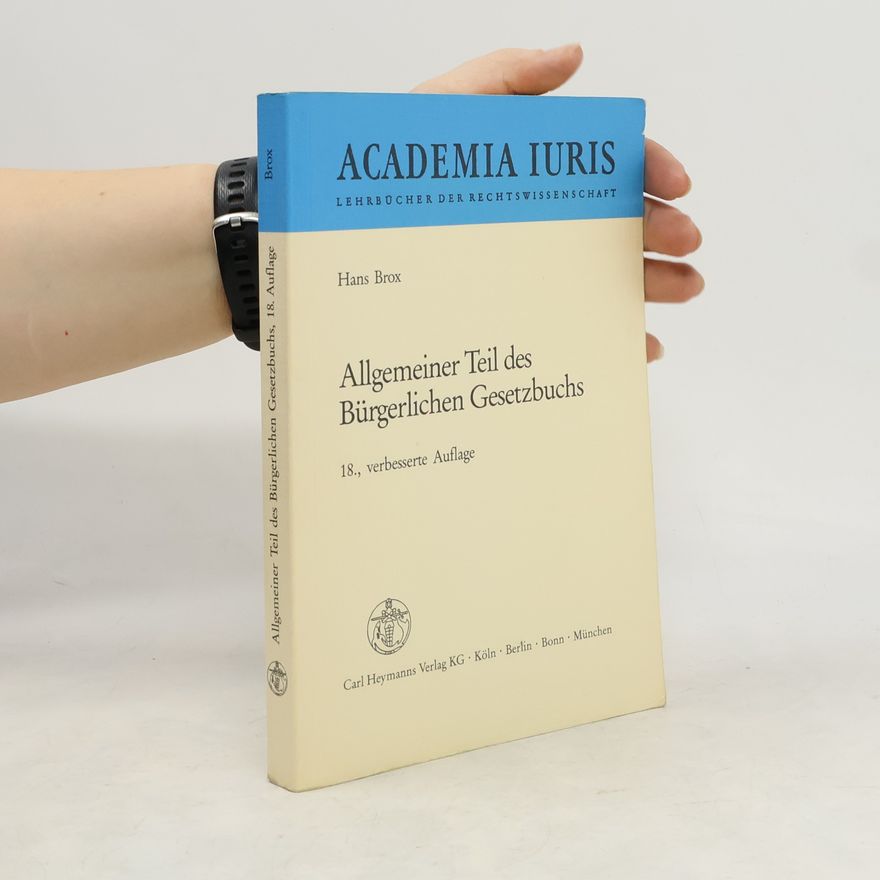 Hans Brox Allgemeiner Teil des Bürgerlichen Gesetzbuchs