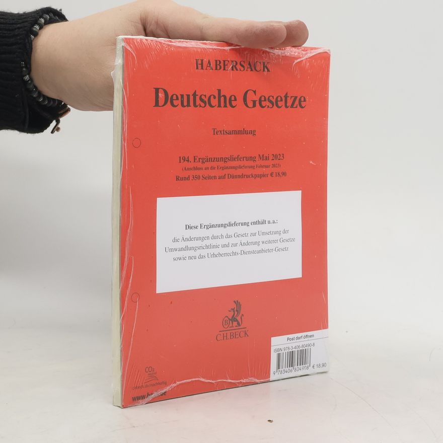 Mathias Habersack Deutsche Gesetze 194. Ergänzungslieferung