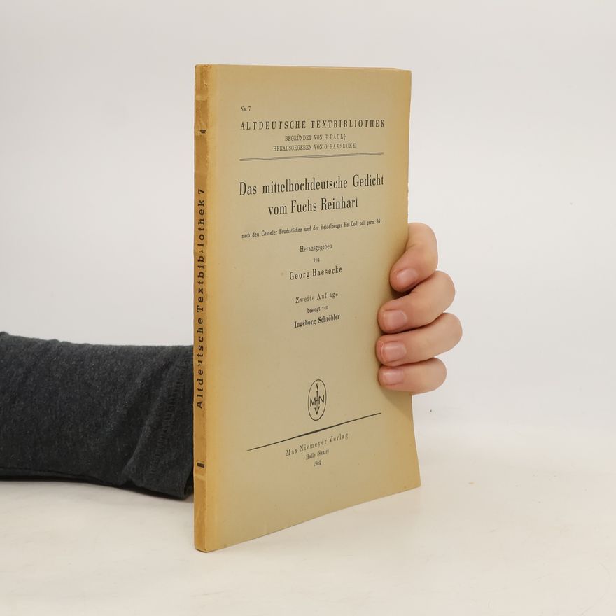 Georg Baesecke Das mittelhochdeutsche Gedicht vom Fuchs Reinhart