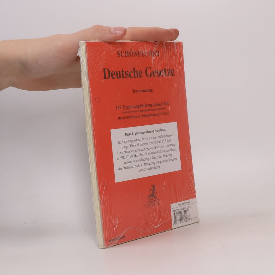 Schönfelder Schönfelder: Deutsche Gesetze 159. Ergänzungslieferung: Rechtsstand: 29. Januar 2015