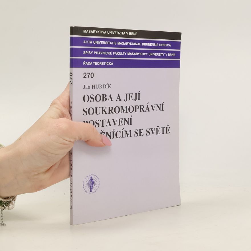 Jan Hurdík Osoba a její soukromoprávní postavení v měnícím se světě