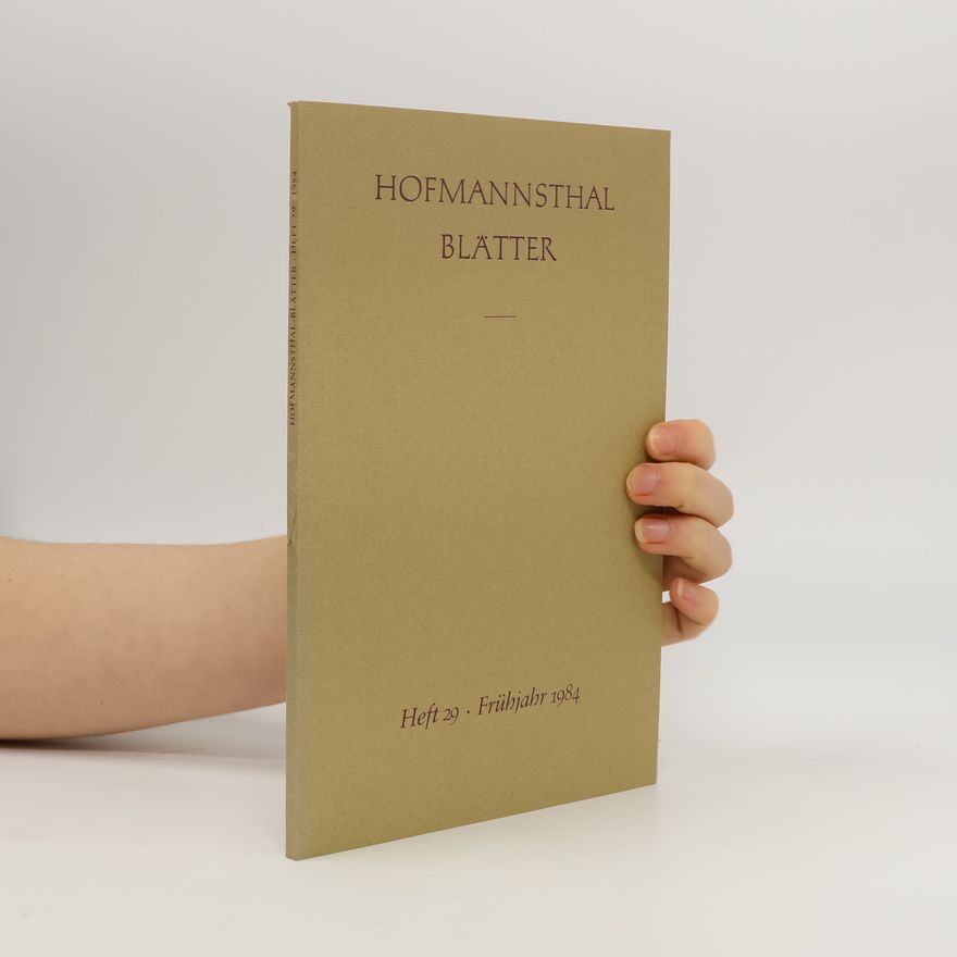 Collectif d'auteurs Hofmannsthal Blätter, Heft 29