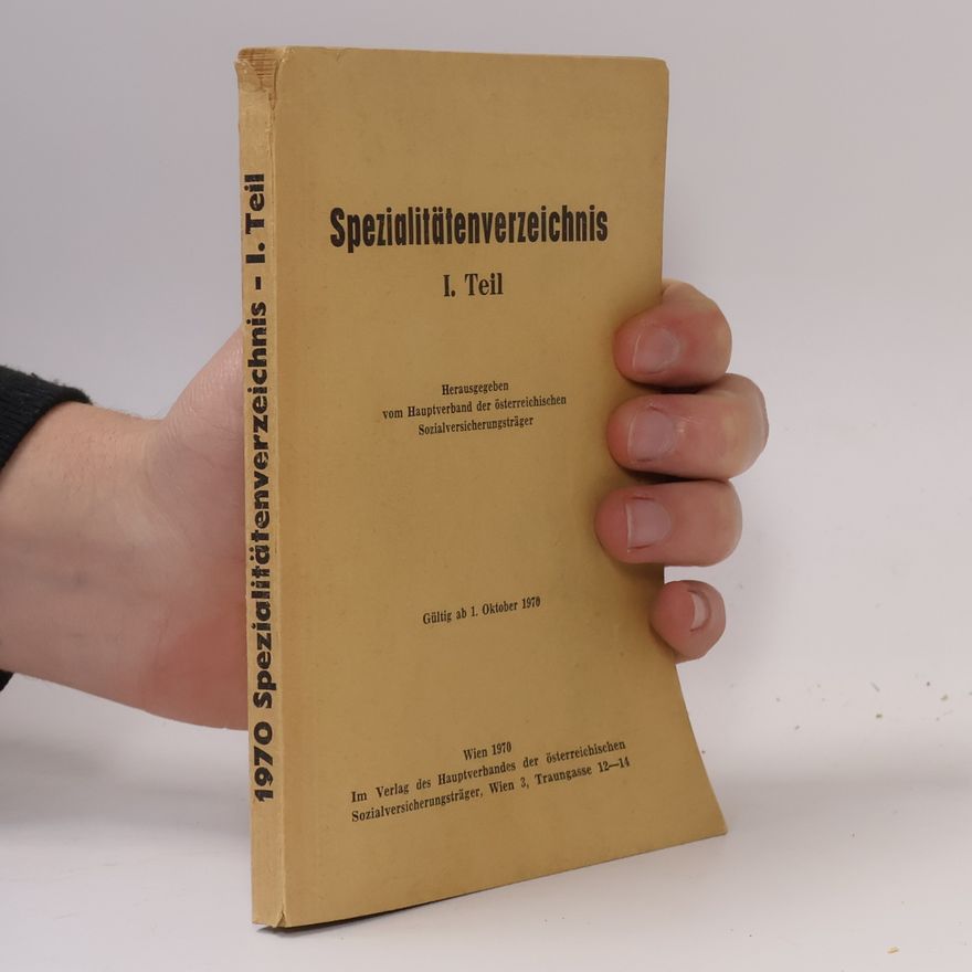 Autorenkollektiv Spezialitätenverzeichnis I. Teil
