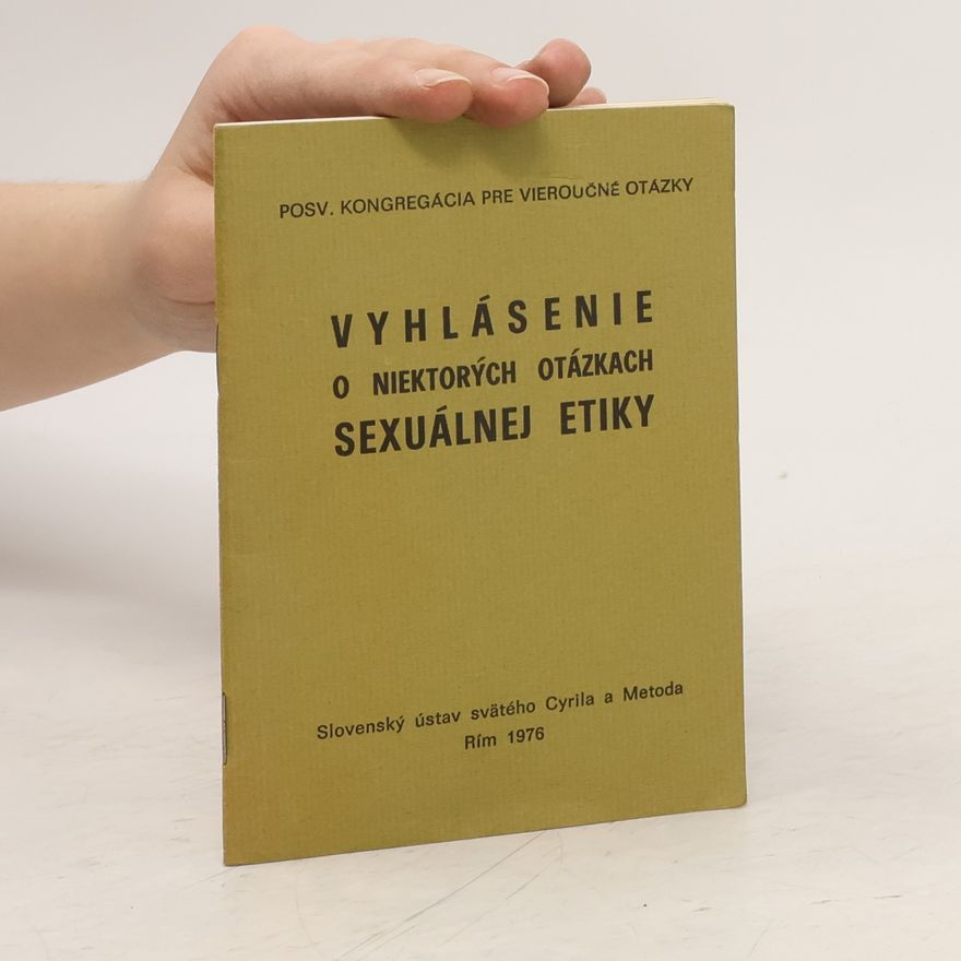 Various authors Vyhlásenie o niektorých otázkach sexuálnej etiky