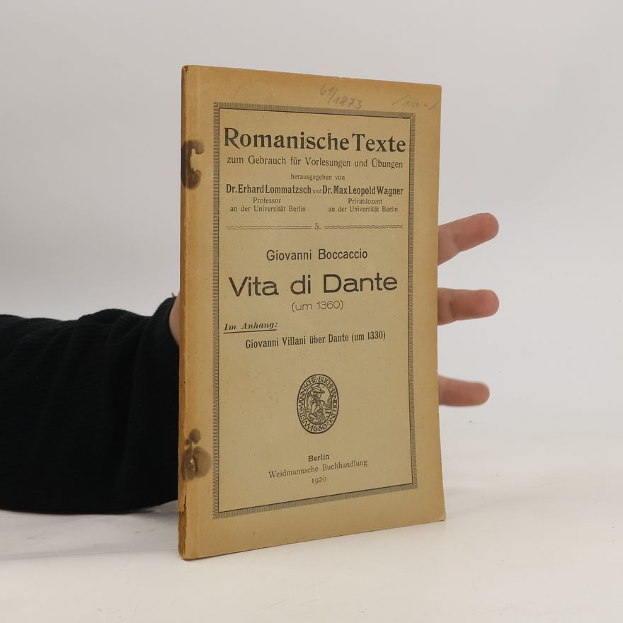 Giovanni Boccaccio Romanische Texte. Vita di Dante