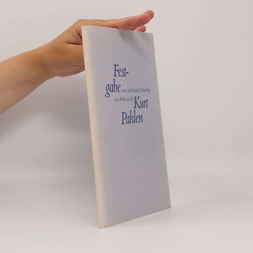 Werner Pfister Festgabe zum achtzigsten Geburtstag von Professor Dr. Kurt Pahlen, 26. Mai 1987