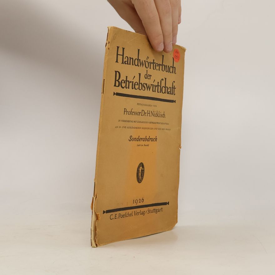 H. Nicklisch Handwörterbuch der Betriebswirtschaft. Sonderabdruck
