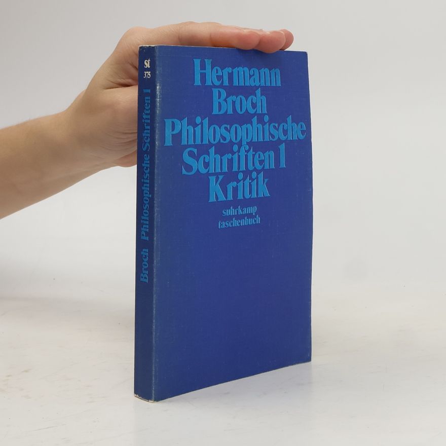 Hermann Broch Philosophische Schriften 1
