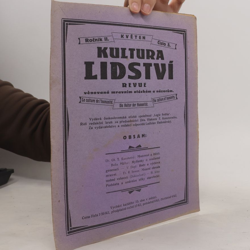 Otakar Kunstovný Kultura lidství, ročník II., číslo 5