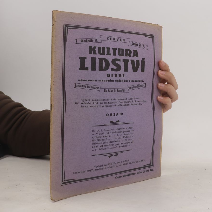 Otakar Kunstovný Kultura lidství Ročník II. Číslo 6.-7.