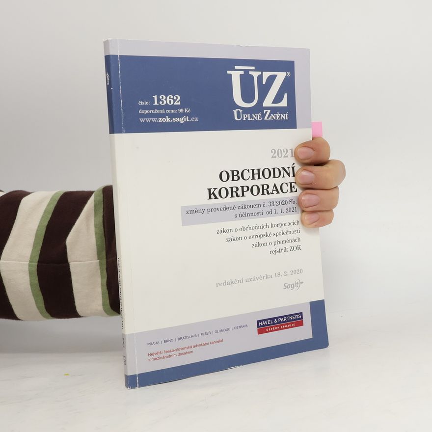 Autores varios Obchodní korporace [ÚZ 2020 č. 1362] : změny provedené zákonem č. 33