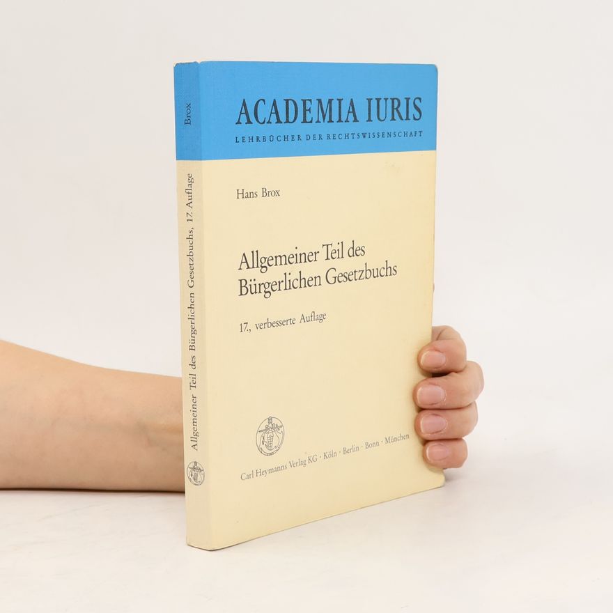 Hans Brox Allgemeiner Teil des Bürgerlichen Gesetzbuchs
